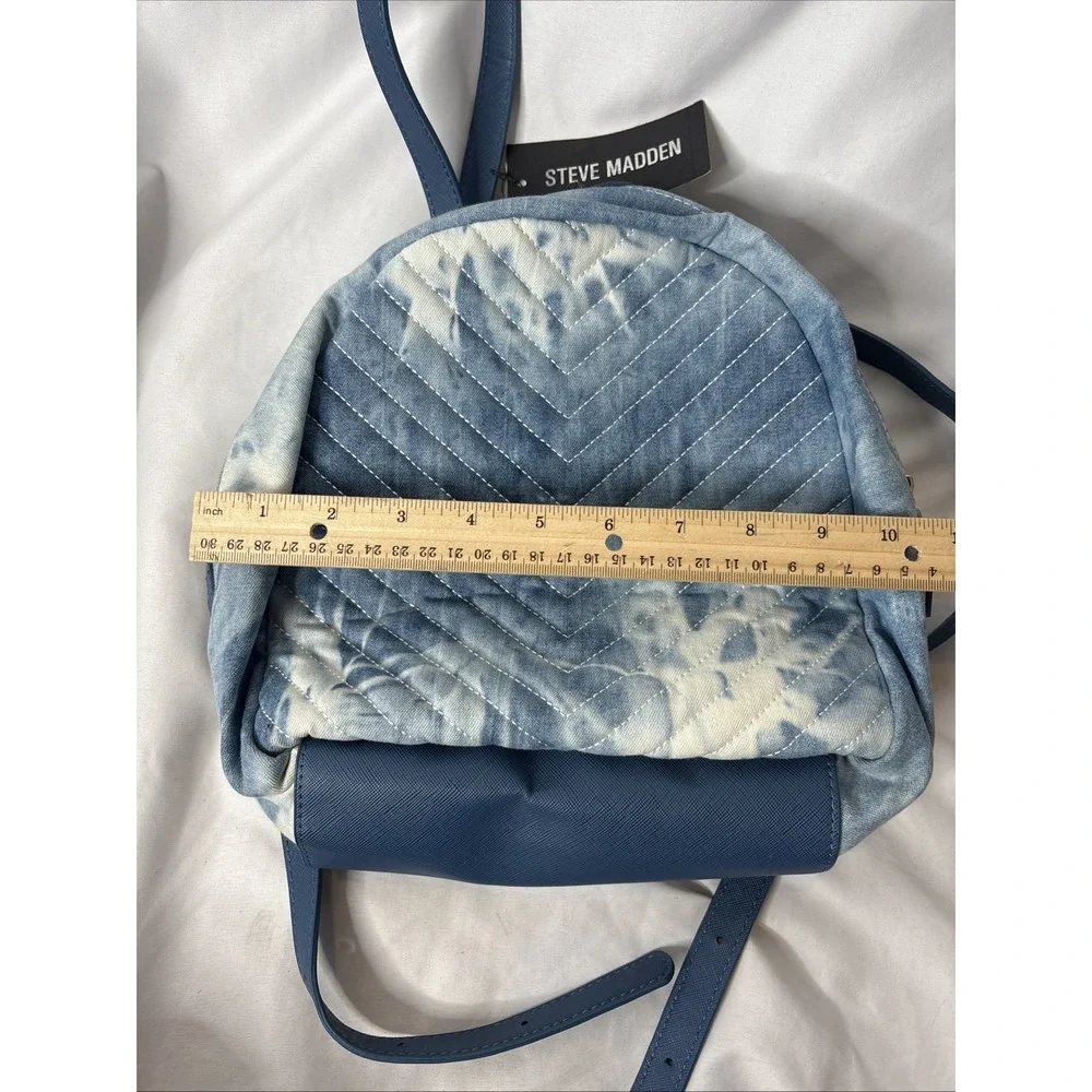 Steve Madden‎ Bjosie Tie Dye Small Backpack Youth Denim Blue White NEW